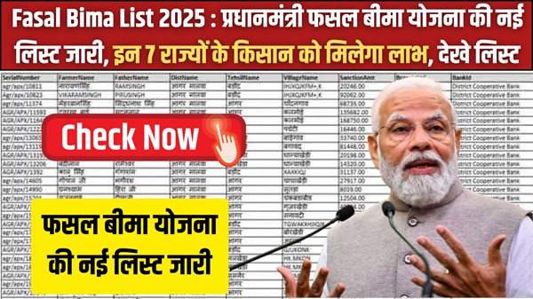 Fasal Bima List 2025
